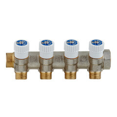 Коллектор Stout 3/4 ВР(г) х 4 выхода 1/2 НР(ш) х 3/4 НР(ш) регулируемый (SMB 6851 341204) - фото 4