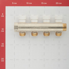 Коллектор Stout 3/4 ВР(г) х 4 выхода 1/2 НР(ш) х 3/4 НР(ш) регулируемый (SMB 6851 341204) - фото 3