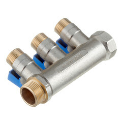 Коллектор Stout 3/4 ВР(г) х 3 выхода 1/2 НР(ш) х 3/4 НР(ш) с шаровыми кранами (SMB 6211 341203) - фото 5