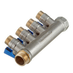 Коллектор Stout 3/4 ВР(г) х 4 выхода 1/2 НР(ш) ЕК х 3/4 НР(ш) с шаровыми кранами (SMB 6211 341204) - фото 5