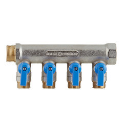 Коллектор Stout 3/4 ВР(г) х 4 выхода 1/2 НР(ш) ЕК х 3/4 НР(ш) с шаровыми кранами (SMB 6211 341204) - фото 4