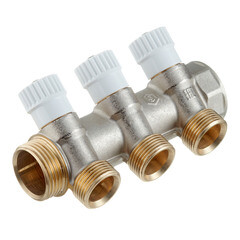 Изображение товара Коллектор Stout 1 ВР(г) х 3 выхода 3/4 НР(ш) ЕК х 1 НР(ш) регулируемый (SMB 6851 013403)