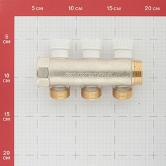Коллектор Stout 1 ВР(г) х 3 выхода 3/4 НР(ш) ЕК х 1 НР(ш) регулируемый (SMB 6851 013403) - фото 3