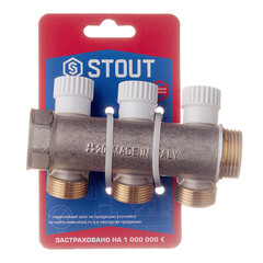 Коллектор Stout 1 ВР(г) х 3 выхода 3/4 НР(ш) ЕК х 1 НР(ш) регулируемый (SMB 6851 013403) - фото 2