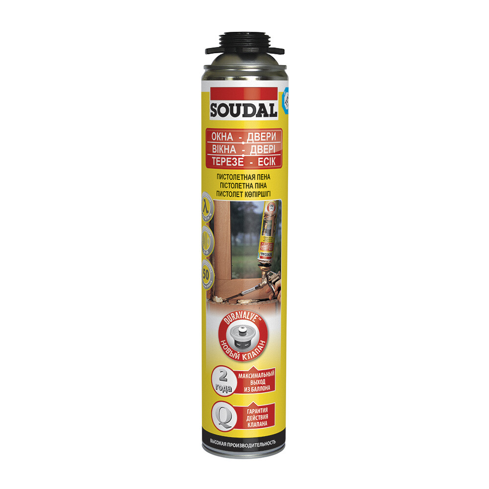 Изображение товара Пена монтажная профессиональная Soudal Gunfoam Yellow Окна-Двери летняя 750 мл