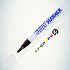 Маркер лаковый для промышленной графики MunHwa Paint Marker Slim черный грифель 2 мм - фото 7