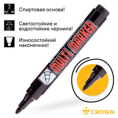 Маркер перманентный Crown Multi Marker черный грифель 3 мм - фото 2