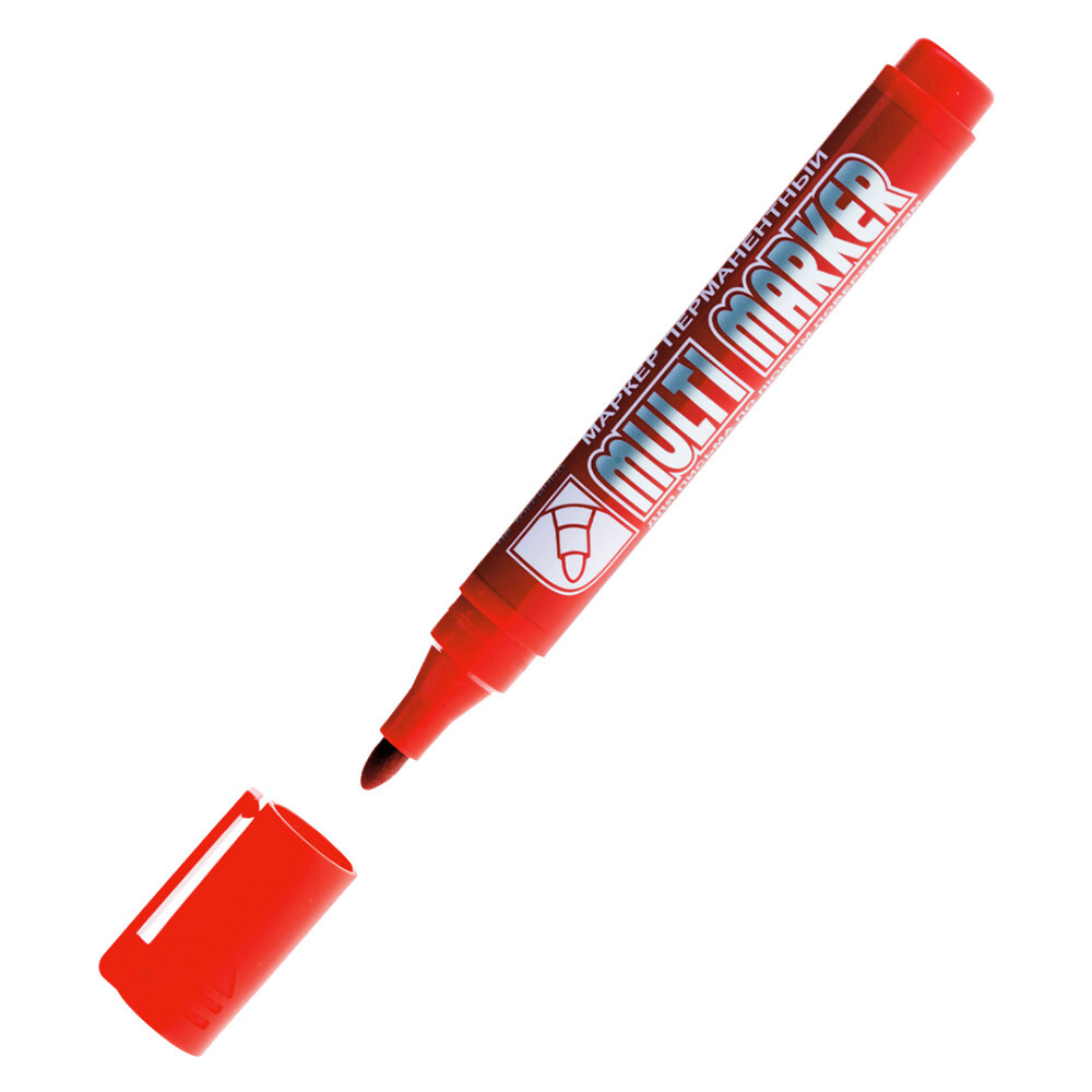 Изображение товара Маркер перманентный Crown Multi Marker красный грифель 3 мм