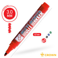 Маркер перманентный Crown Multi Marker красный грифель 3 мм - фото 4