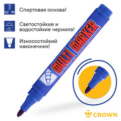 Маркер перманентный Crown Multi Marker синий грифель 3 мм - фото 3