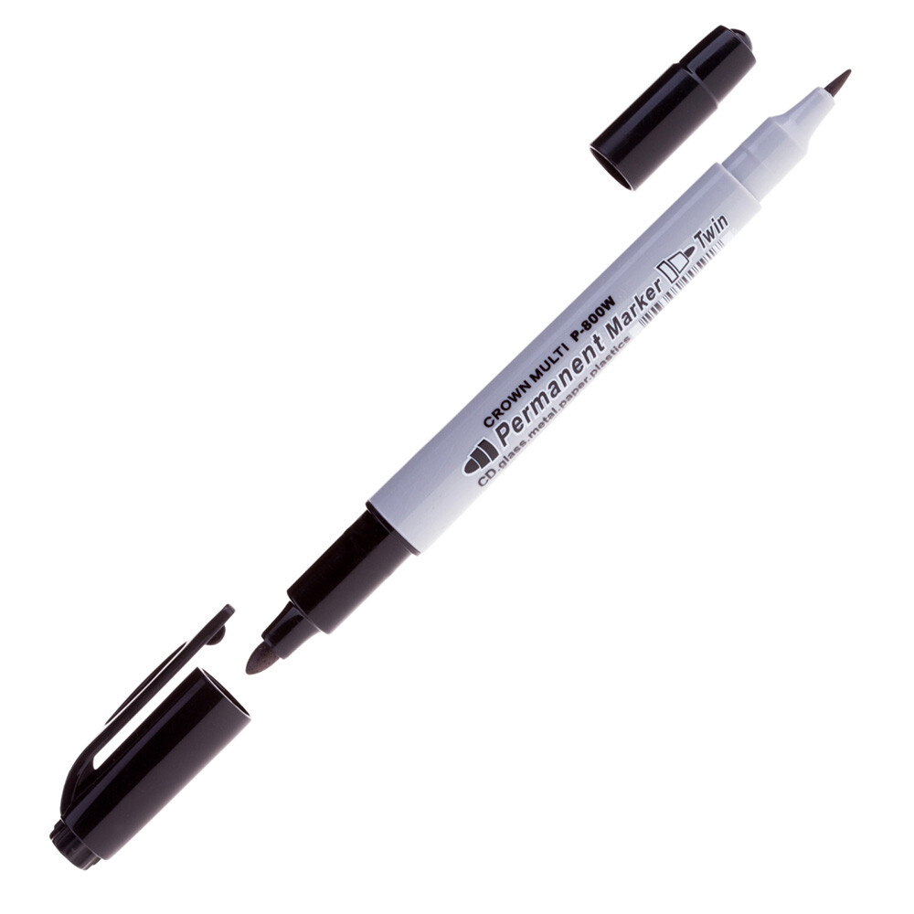 Изображение товара Маркер перманентный двусторонний Crown Multi Marker Twin черный грифель 2 мм
