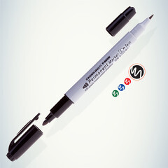 Маркер перманентный двусторонний Crown Multi Marker Twin черный грифель 2 мм - фото 3