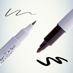Маркер перманентный двусторонний Crown Multi Marker Twin черный грифель 2 мм - фото 2