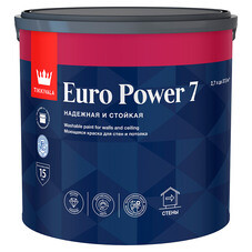 Краска моющаяся Tikkurila/Tikkivala Euro Power 7 база С бесцветная 2,7 л