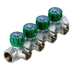 Коллектор Far 1 ВР(г) х 4 выхода 3/4 НР(ш) х 1 НР(ш) регулируемый (FK 3824 134 TP) - фото 1