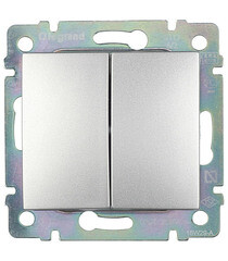 Изображение товара Переключатель Legrand Valena двухклавишный встраиваемый алюминий (694339)