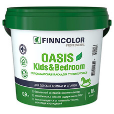 Краска моющаяся Finncolor Oasis Kids&Bedroom глубокоматовая база C бесцветная 0,9л
