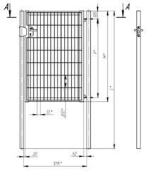Калитка распашная с панелью Medium и столбами 1х2,03 м зеленая RAL 6005 - фото 2