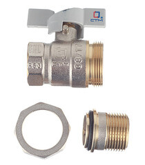 Кран шаровой латунный СТМ 3/4 ВР(г) х 3/4 НР(ш) бабочка с полусгоном прямой - фото 2