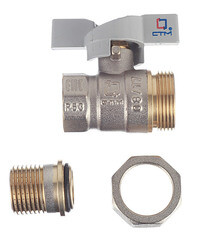 Кран шаровой латунный СТМ 1/2 ВР(г) х 1/2 НР(ш) бабочка с полусгоном прямой - фото 3