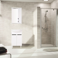 Зеркальный шкаф АСБ-Мебель Мессина 50х75х18 см с подсветкой белый - фото 4