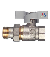 Кран шаровой латунный СТМ 1/2 ВР(г) х 1/2 НР(ш) бабочка с полусгоном прямой - фото 5