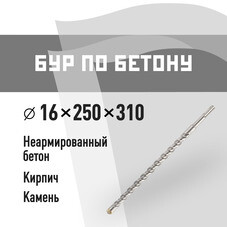 Бур SDS-plus КМ 16х250х310 мм (815740)