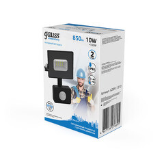 Прожектор светодиодный Gauss Elementary-S ДО-10 6500К 10 Вт IP65 с датчиком движения черный - фото 5