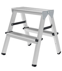 Изображение товара Стремянка алюминий/сталь 2 ступени 80 мм двухсторонняя 0,44 м Новая высота 100