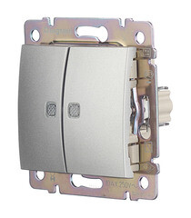 Выключатель Legrand Valena двухклавишный встраиваемый алюминий с подсветкой (694344) - фото 3