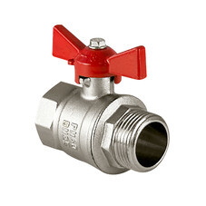 Кран шаровой латунный Valfex Standart N/P59 1 ВР (г) х 1 НР (ш) бабочка прямой (VF.218.NB1.100.N/P59.Bir)