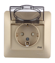 Розетка Systeme Electric Glossa встраиваемая титан со шторками с крышкой (GSL000448) - фото 6