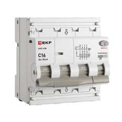 Автомат дифференциальный EKF PROxima АВДТ-63N 16А 3P+N тип AC 30 мА 6 кА (D63N46E16C30)