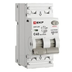 Автомат дифференциальный EKF PROxima АВДТ-63N 40А 1P+N тип A 30 мА 6 кА (D63N26EA40C30)