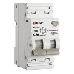 Автомат дифференциальный EKF PROxima АВДТ-63N 20А 1P+N тип AC 30 мА 6 кА (D63N26M20C30)