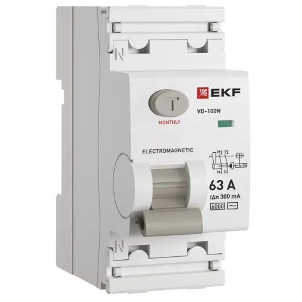 фото Узо ekf proxima вд-100n 63а 1p+n тип ac 300 ма 6 ка (e1026m63300)