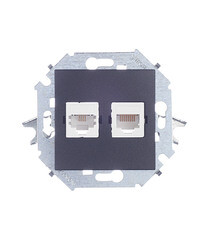 Изображение товара Розетка компьютерная/ телефонная Simon 15 встраиваемая графит RJ11/ RJ45 (1591590-038)