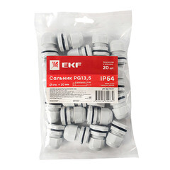 Кабельный ввод EKF PROxima PG13,5 диаметром 6-12 мм IP54 пластиковый серый (20 шт.) (plc-pg-13.5-r) - фото 4
