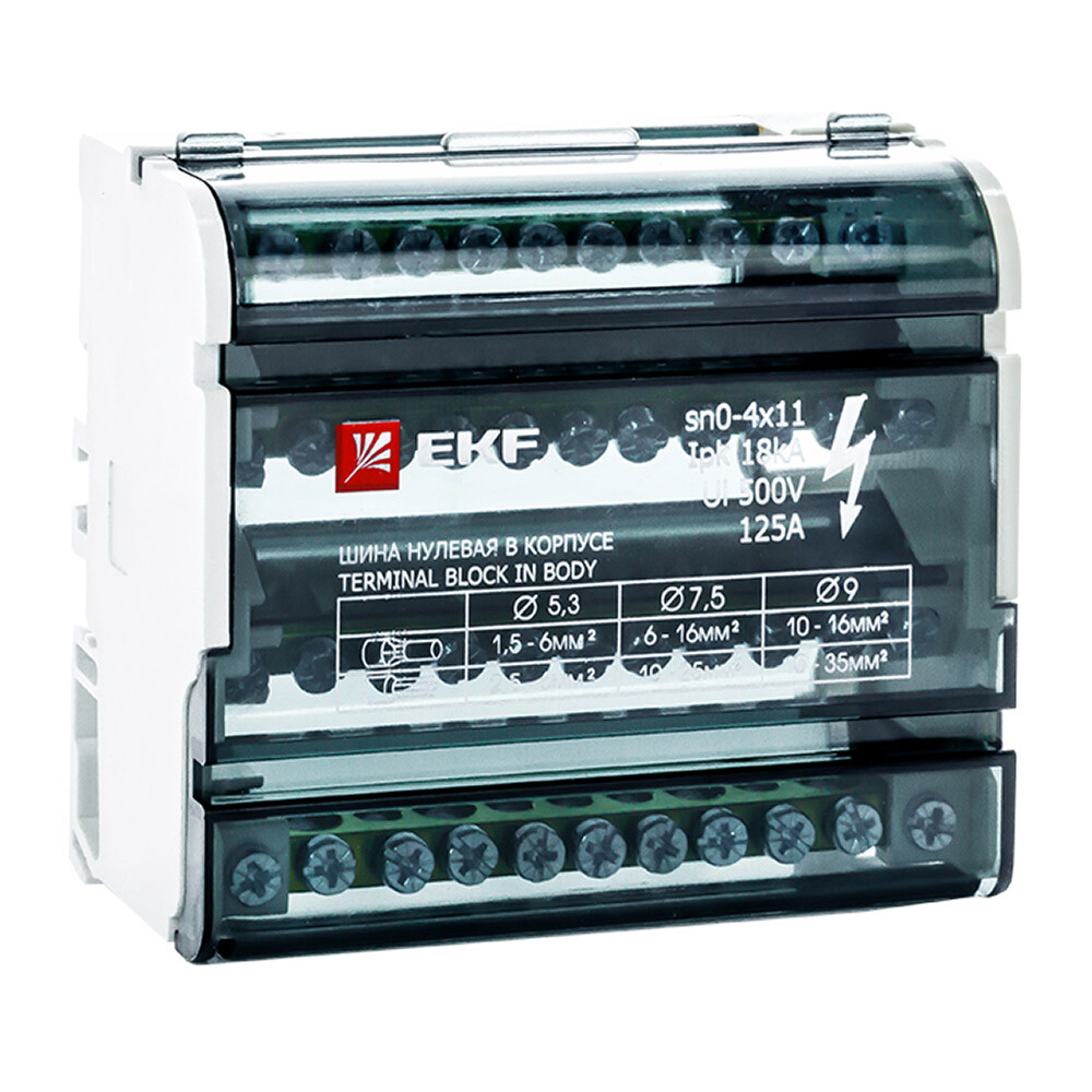 Изображение товара Шина нулевая EKF PROxima 4х11 отверстий в корпусе (sn0-4х11)