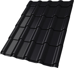 Металлочерепица 0,5 мм Grand Line Камея черная RAL 9005 satin matt TX