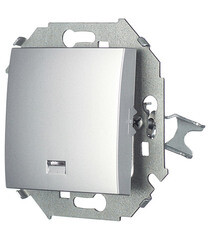 Выключатель Simon 15 одноклавишный встраиваемый алюминий с подсветкой (1591104-033) - фото 5