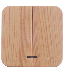 Изображение товара Выключатель Systeme Electric Blanca двухклавишный накладной ясень с подсветкой (BLNVA105115)