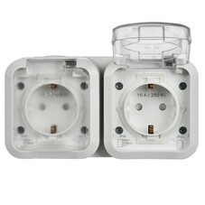 Розетка Tors TS322 накладная белая с крышкой (TS-R26-16-55-G-K01)