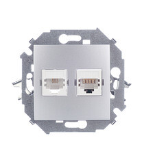 Изображение товара Розетка компьютерная/ телефонная Simon 15 встраиваемая алюминий RJ11/ RJ45 (1591590-033)