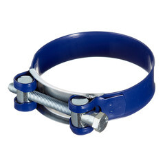 Хомут силовой Hard-Fix 80-85 мм оцинкованная сталь с полимерным покрытием одноболтовый - фото 1