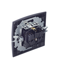 Розетка Simon 15 встраиваемая графит со шторками с крышкой (1590450-038) - фото 4