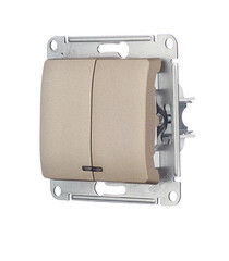 Выключатель Systeme Electric Glossa двухклавишный встраиваемый титан с подсветкой (GSL000453) - фото 5