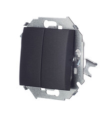 Выключатель Simon 15 двухклавишный встраиваемый графит (1591398-038) - фото 3