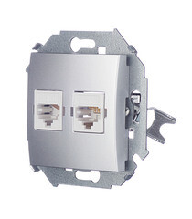 Розетка компьютерная/ телефонная Simon 15 встраиваемая алюминий RJ11/ RJ45 (1591590-033) - фото 4