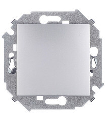Изображение товара Выключатель Simon 15 одноклавишный встраиваемый алюминий (1591101-033)
